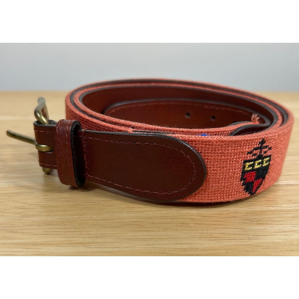 Smathers & Branson Needlepoint Belt Men's 38 Melon St. George's Leather Brass